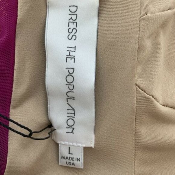 Dress the Population Mini Dress Pink Illusion Mesh Inserts L - Picture 3 of 10